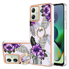 Custodia Silicone Gel Morbida Fantasia Modello Cover con Anello Supporto YB3 per Motorola Moto G54 5G Viola