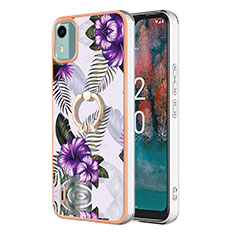 Custodia Silicone Gel Morbida Fantasia Modello Cover con Anello Supporto YB3 per Nokia C12 Plus Viola