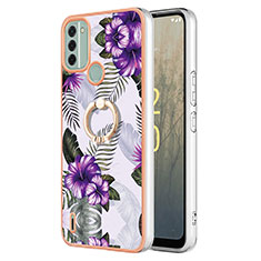 Custodia Silicone Gel Morbida Fantasia Modello Cover con Anello Supporto YB3 per Nokia C31 Viola