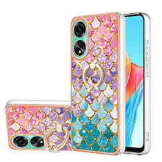 Custodia Silicone Gel Morbida Fantasia Modello Cover con Anello Supporto YB3 per Oppo A78 4G Colorato