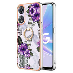 Custodia Silicone Gel Morbida Fantasia Modello Cover con Anello Supporto YB3 per Oppo A78 5G Viola