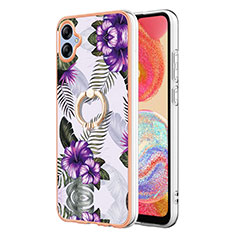 Custodia Silicone Gel Morbida Fantasia Modello Cover con Anello Supporto YB3 per Samsung Galaxy A04 4G Viola