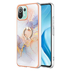 Custodia Silicone Gel Morbida Fantasia Modello Cover con Anello Supporto YB3 per Xiaomi Mi 11 Lite 5G Lavanda