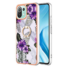 Custodia Silicone Gel Morbida Fantasia Modello Cover con Anello Supporto YB3 per Xiaomi Mi 11 Lite 5G Viola