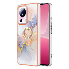 Custodia Silicone Gel Morbida Fantasia Modello Cover con Anello Supporto YB3 per Xiaomi Mi 13 Lite 5G Lavanda