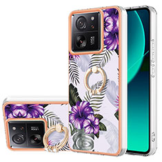 Custodia Silicone Gel Morbida Fantasia Modello Cover con Anello Supporto YB3 per Xiaomi Mi 13T 5G Viola