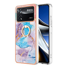 Custodia Silicone Gel Morbida Fantasia Modello Cover con Anello Supporto YB3 per Xiaomi Poco X4 Pro 5G Blu