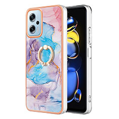 Custodia Silicone Gel Morbida Fantasia Modello Cover con Anello Supporto YB3 per Xiaomi Redmi K50i 5G Blu