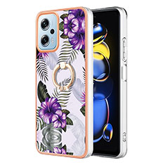 Custodia Silicone Gel Morbida Fantasia Modello Cover con Anello Supporto YB3 per Xiaomi Redmi K50i 5G Viola