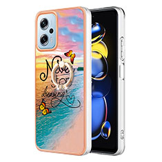 Custodia Silicone Gel Morbida Fantasia Modello Cover con Anello Supporto YB3 per Xiaomi Redmi Note 11T Pro 5G Multicolore