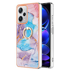 Custodia Silicone Gel Morbida Fantasia Modello Cover con Anello Supporto YB3 per Xiaomi Redmi Note 12 Pro+ Plus 5G Blu