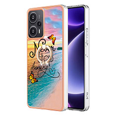 Custodia Silicone Gel Morbida Fantasia Modello Cover con Anello Supporto YB3 per Xiaomi Redmi Note 12 Turbo 5G Multicolore