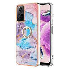 Custodia Silicone Gel Morbida Fantasia Modello Cover con Anello Supporto YB3 per Xiaomi Redmi Note 12S Blu