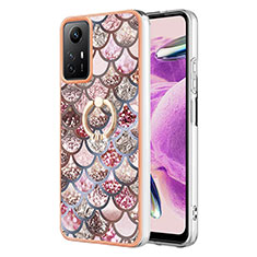 Custodia Silicone Gel Morbida Fantasia Modello Cover con Anello Supporto YB3 per Xiaomi Redmi Note 12S Marrone