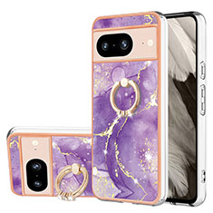 Custodia Silicone Gel Morbida Fantasia Modello Cover con Anello Supporto YB5 per Google Pixel 8 5G Viola