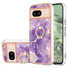 Custodia Silicone Gel Morbida Fantasia Modello Cover con Anello Supporto YB5 per Google Pixel 8a 5G Viola