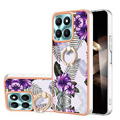 Custodia Silicone Gel Morbida Fantasia Modello Cover con Anello Supporto YB5 per Huawei Honor X8b Viola