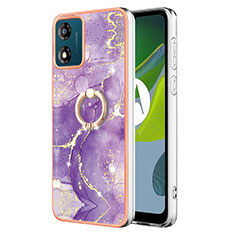 Custodia Silicone Gel Morbida Fantasia Modello Cover con Anello Supporto YB5 per Motorola Moto E13 Viola