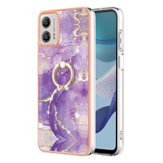 Custodia Silicone Gel Morbida Fantasia Modello Cover con Anello Supporto YB5 per Motorola Moto G53 5G Viola