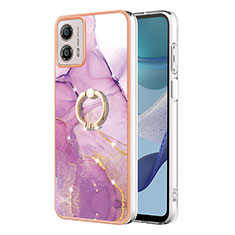 Custodia Silicone Gel Morbida Fantasia Modello Cover con Anello Supporto YB5 per Motorola Moto G53y 5G Lavanda