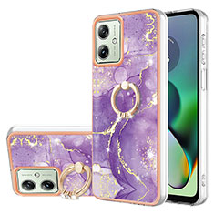 Custodia Silicone Gel Morbida Fantasia Modello Cover con Anello Supporto YB5 per Motorola Moto G54 5G Viola