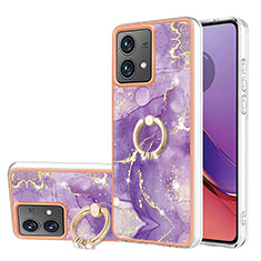 Custodia Silicone Gel Morbida Fantasia Modello Cover con Anello Supporto YB5 per Motorola Moto G84 5G Viola