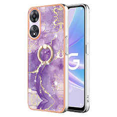 Custodia Silicone Gel Morbida Fantasia Modello Cover con Anello Supporto YB5 per Oppo A58 5G Viola