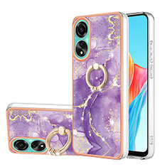 Custodia Silicone Gel Morbida Fantasia Modello Cover con Anello Supporto YB5 per Oppo A78 4G Viola