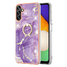 Custodia Silicone Gel Morbida Fantasia Modello Cover con Anello Supporto YB5 per Samsung Galaxy A34 5G Viola