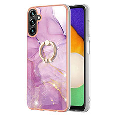 Custodia Silicone Gel Morbida Fantasia Modello Cover con Anello Supporto YB5 per Samsung Galaxy A54 5G Lavanda