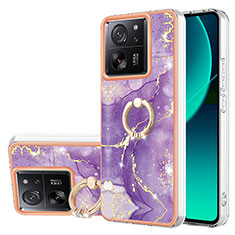 Custodia Silicone Gel Morbida Fantasia Modello Cover con Anello Supporto YB5 per Xiaomi Mi 13T Pro 5G Viola