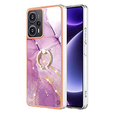 Custodia Silicone Gel Morbida Fantasia Modello Cover con Anello Supporto YB5 per Xiaomi Poco F5 5G Lavanda