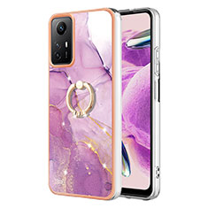 Custodia Silicone Gel Morbida Fantasia Modello Cover con Anello Supporto YB5 per Xiaomi Redmi Note 12S Lavanda