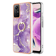 Custodia Silicone Gel Morbida Fantasia Modello Cover con Anello Supporto YB5 per Xiaomi Redmi Note 12S Viola