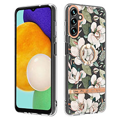 Custodia Silicone Gel Morbida Fantasia Modello Cover con Anello Supporto YB6 per Samsung Galaxy A34 5G Bianco