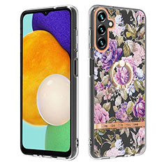 Custodia Silicone Gel Morbida Fantasia Modello Cover con Anello Supporto YB6 per Samsung Galaxy A34 5G Lavanda