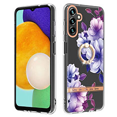 Custodia Silicone Gel Morbida Fantasia Modello Cover con Anello Supporto YB6 per Samsung Galaxy Quantum4 5G Lavanda