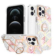 Custodia Silicone Gel Morbida Fantasia Modello Cover con Anello Supporto YJ1 per Apple iPhone 13 Pro Multicolore