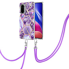 Custodia Silicone Gel Morbida Fantasia Modello Cover con Cinghia Cordino Mano Y01B per Xiaomi Mi 11i 5G Viola