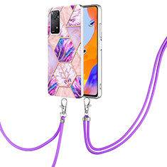 Custodia Silicone Gel Morbida Fantasia Modello Cover con Cinghia Cordino Mano Y01B per Xiaomi Redmi Note 11 Pro 4G Lavanda