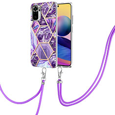 Custodia Silicone Gel Morbida Fantasia Modello Cover con Cinghia Cordino Mano Y01B per Xiaomi Redmi Note 11 SE India 4G Viola