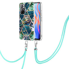 Custodia Silicone Gel Morbida Fantasia Modello Cover con Cinghia Cordino Mano Y01B per Xiaomi Redmi Note 11S 5G Verde Notte