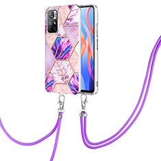 Custodia Silicone Gel Morbida Fantasia Modello Cover con Cinghia Cordino Mano Y01B per Xiaomi Redmi Note 11T 5G Lavanda