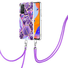 Custodia Silicone Gel Morbida Fantasia Modello Cover con Cinghia Cordino Mano Y01B per Xiaomi Redmi Note 12 Pro 4G Viola