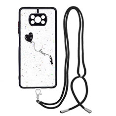 Custodia Silicone Gel Morbida Fantasia Modello Cover con Cinghia Cordino Mano Y01X per Xiaomi Poco X3 Nero