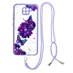 Custodia Silicone Gel Morbida Fantasia Modello Cover con Cinghia Cordino Mano Y01X per Xiaomi Redmi 10X 4G Blu