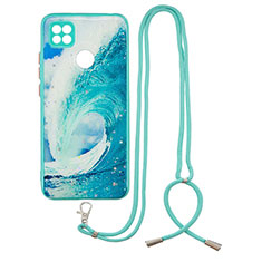 Custodia Silicone Gel Morbida Fantasia Modello Cover con Cinghia Cordino Mano Y01X per Xiaomi Redmi 9 Activ Verde