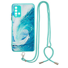 Custodia Silicone Gel Morbida Fantasia Modello Cover con Cinghia Cordino Mano Y01X per Xiaomi Redmi 9 Power Verde