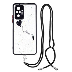 Custodia Silicone Gel Morbida Fantasia Modello Cover con Cinghia Cordino Mano Y01X per Xiaomi Redmi Note 10 Pro 4G Nero