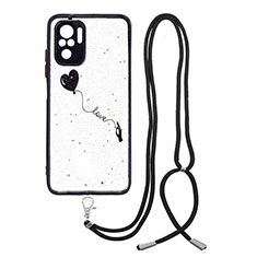 Custodia Silicone Gel Morbida Fantasia Modello Cover con Cinghia Cordino Mano Y01X per Xiaomi Redmi Note 11 SE India 4G Nero